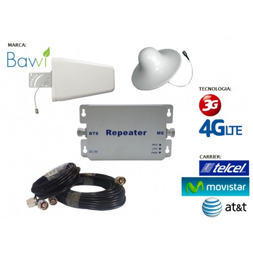 Kit Antena + Amplificador de Señal Celular 65db 850 Mhz 3G CDMA + 1 Domo