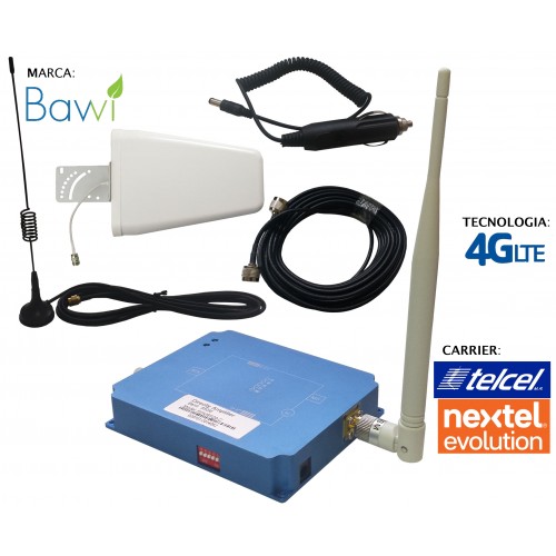 Kit Antena + Amplificador de Señal Celular 65db Doble Banda 850-1900 Mhz 3G  CDMA + 4 Domos