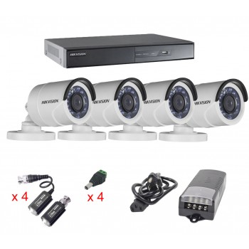 Kit de Video Vigilancia, 1 DVR PentaHíbrido 4 Canales (1 HDD Max 6TB) + 4  Cámaras Metálicas 720p Bullet, IR 20 Mts, P2P, 4 Cables Siameses, 1 Fuente